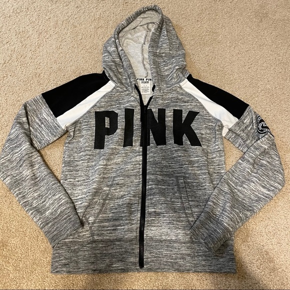 PINK Victoria's Secret Tops - VS Pink Zip-Up Hooded Sweatshirt